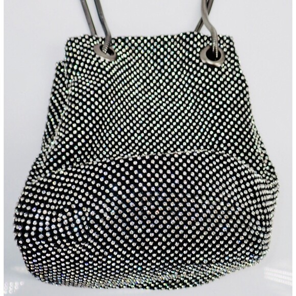 Jeweled Diamanté Rhinestone Metal Clutch Crossbody Clutch Bag Removable Handle - Picture 9 of 14